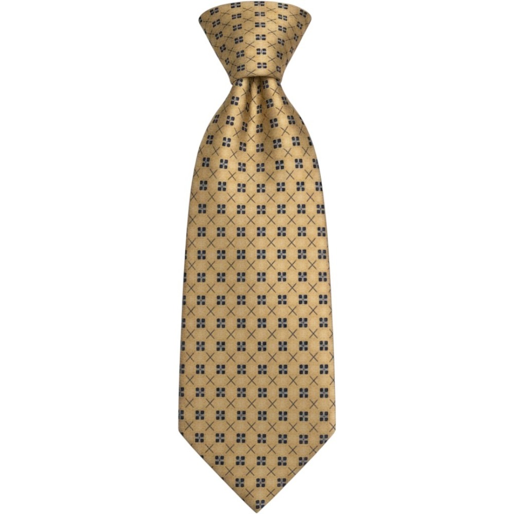 Bill Blass Neo Mens Silk Tie Gold Navy Blue Geometric Pattern Necktie Classic